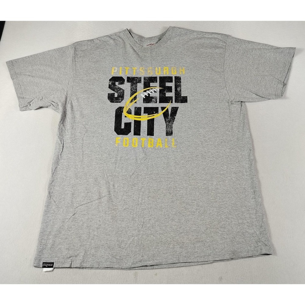 JanSport Shirt Mens 3XL Gray Pittsburgh Steel City Football Graphic Tee Tagless‎